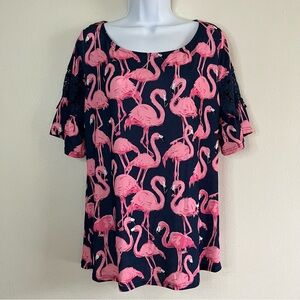 Simply Southern Flamingo Bell-Sleeve Print Top
